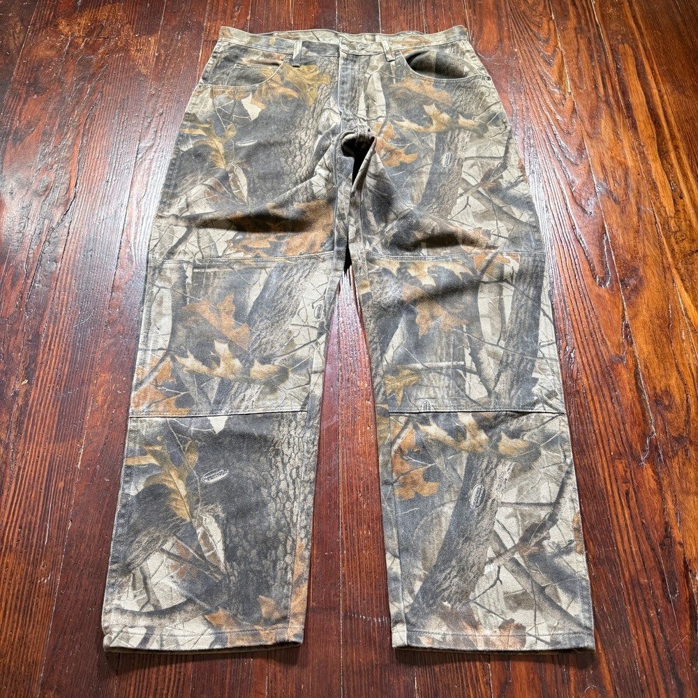 Vintage Wrangler Pants Mens 36x30 Real Tree Camo Double Knee Hunting Baggy